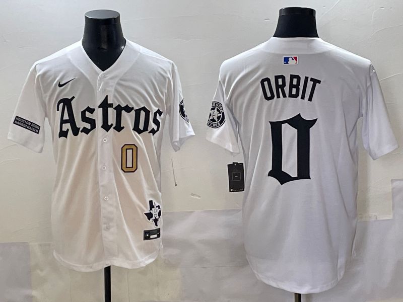 Men 2025 Houston Astros 0 Orbit White Five generations Joint Name Nike MLB Jersey style 5